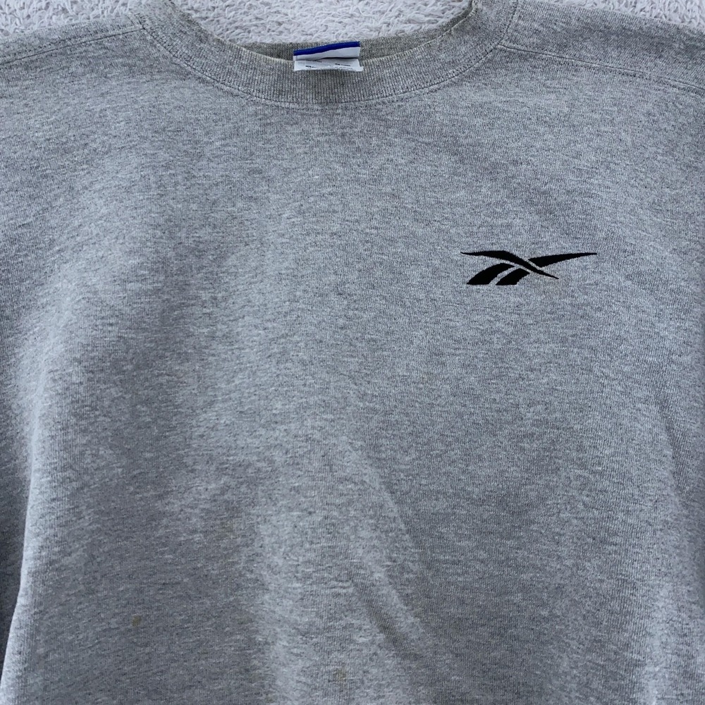 Vintage Reebok Gray Sweatshirt Mens Large Crewneck Pullover Made USA Logo 90s‎